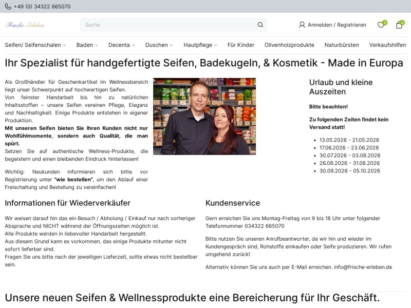 Screenshot des Onlineshops badesinne.de (Frische-Erleben)